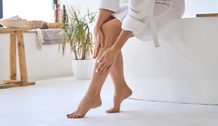 woman getting ready for her sclerotherapy session